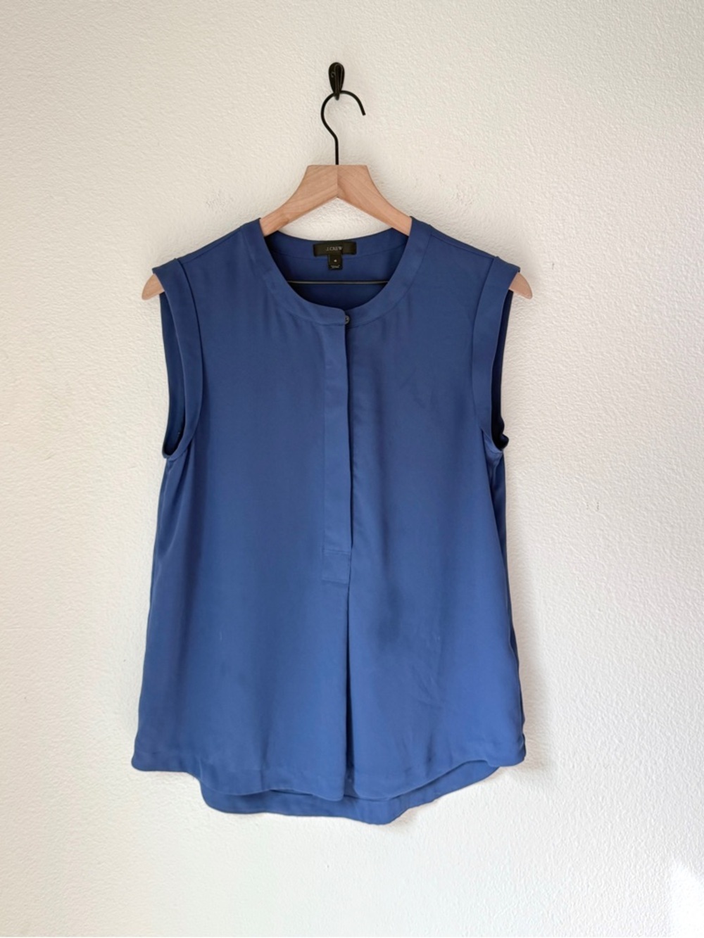 J. Crew Sleeveless Blue Blouse with quarter-button closure - 4 -EUC